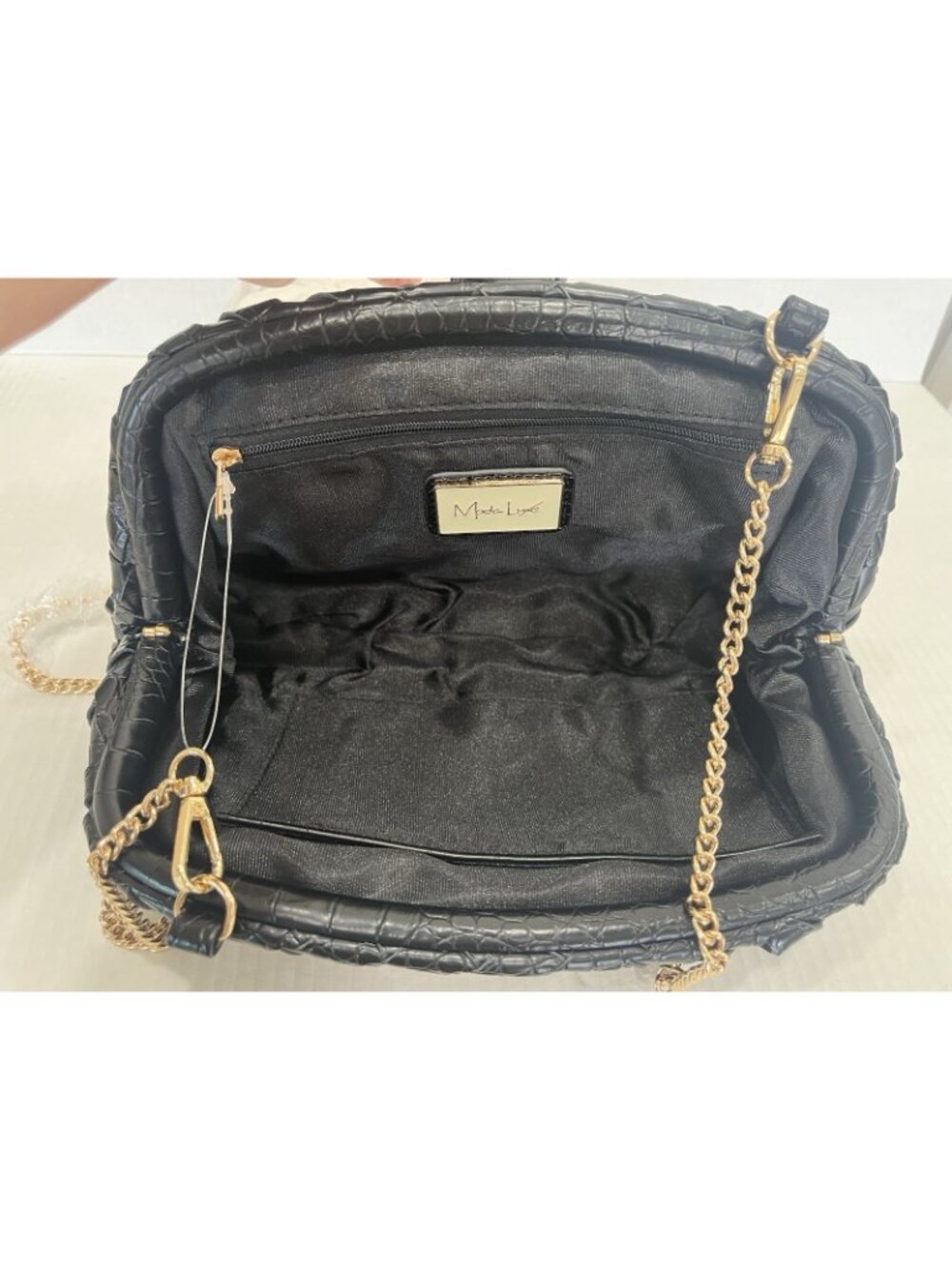 Nordstrom $80 Moda Luxe GiGi Crossbody Bag Woven Black Vegan Soft Leather Clutch - Picture 8 of 16